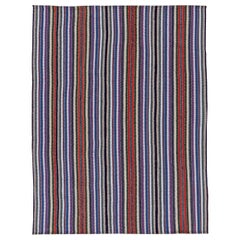 Tapis persans Kilim vers 1910 - Laine bleu ivoire rouge revers rouge - 91350