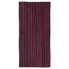 Petit tapis persan Jajim datant d'environ 1910 - Laine bleu marine rouge motif - 91364