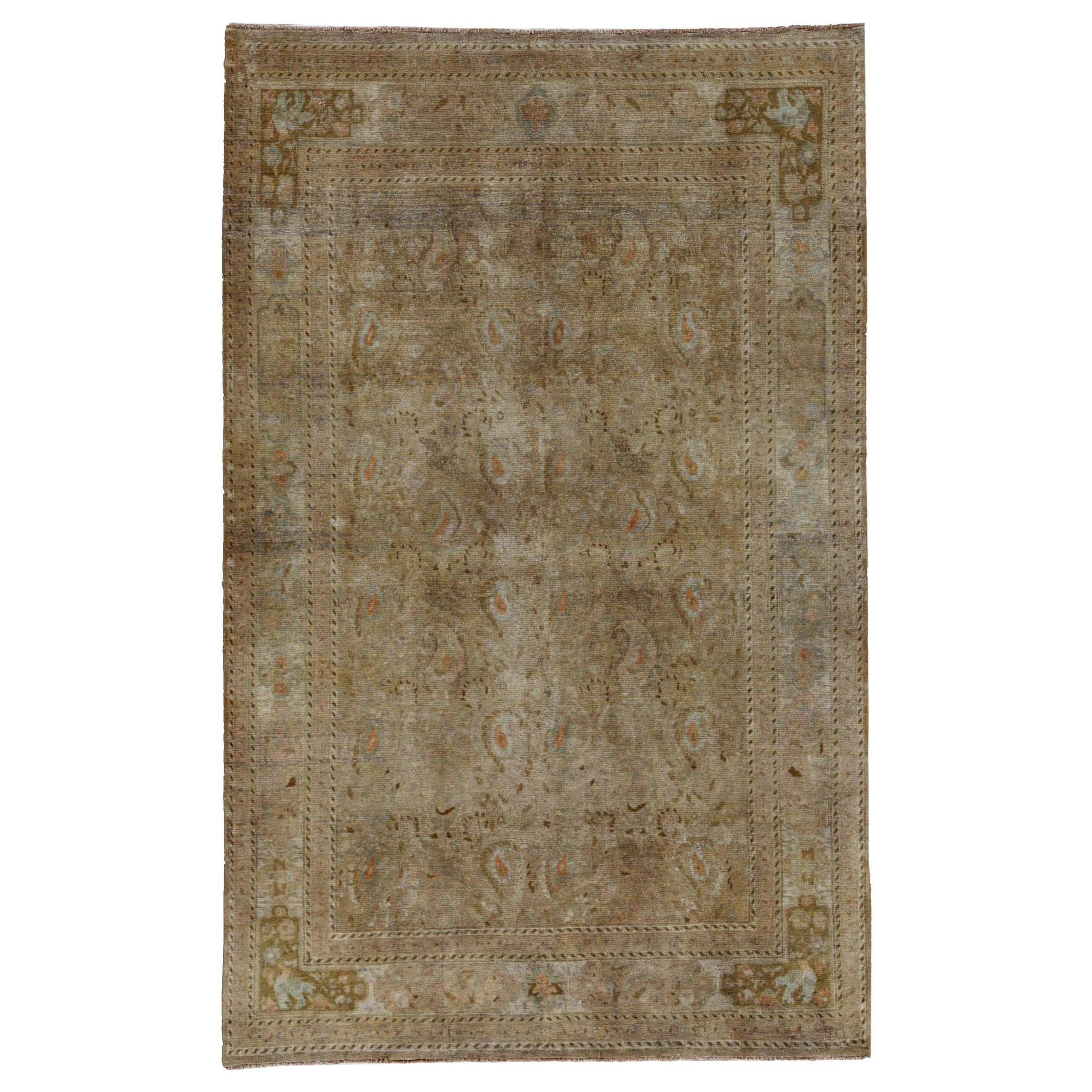 Persischer Bijar Kleiner Teppich CIRCA 1910 - Wolle Braun Elfenbein Taupe Design - 91403