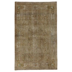 Persian Bijar Small Rug Circa 1910 - Wool Brown Ivory Taupe Design - 91403