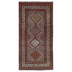 Persischer Bijar Kleiner Teppich Circa 1940 - Wolle Elfenbein Rot Design - 91419