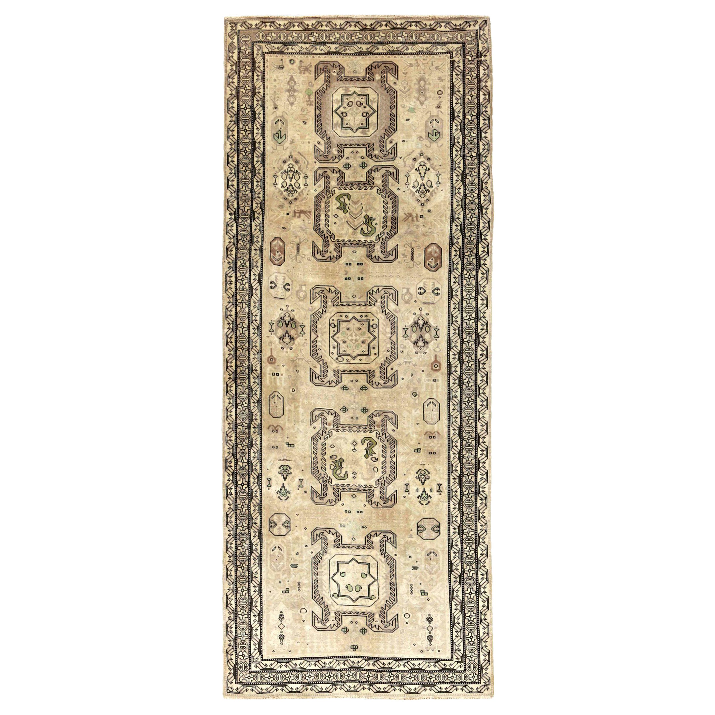 Persischer Aserbaidschan Small Teppich - Wolle Brown Elfenbein Design - 91405
