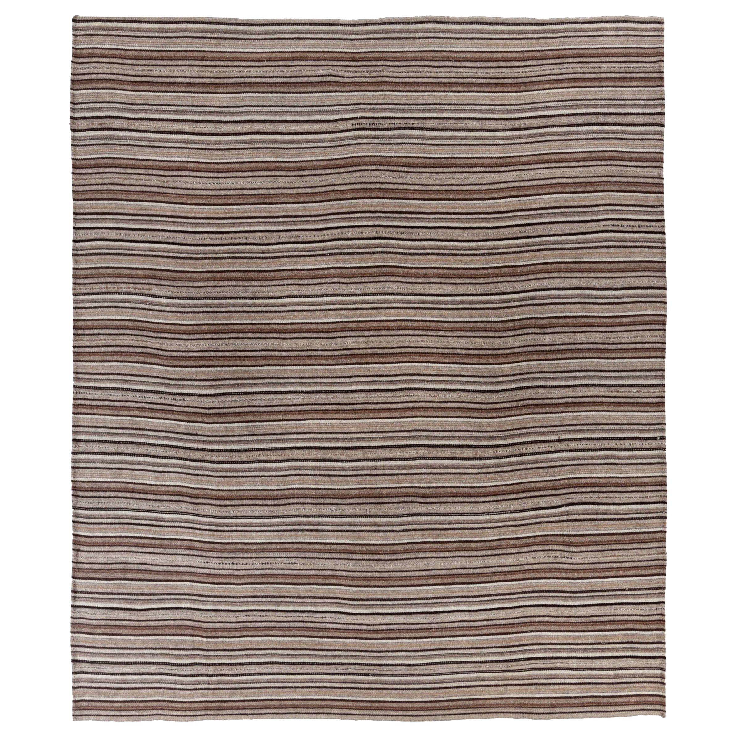 Persische Kilim Teppiche Circa 1910 - Wolle Braun Elfenbein Taupe Design - 91421