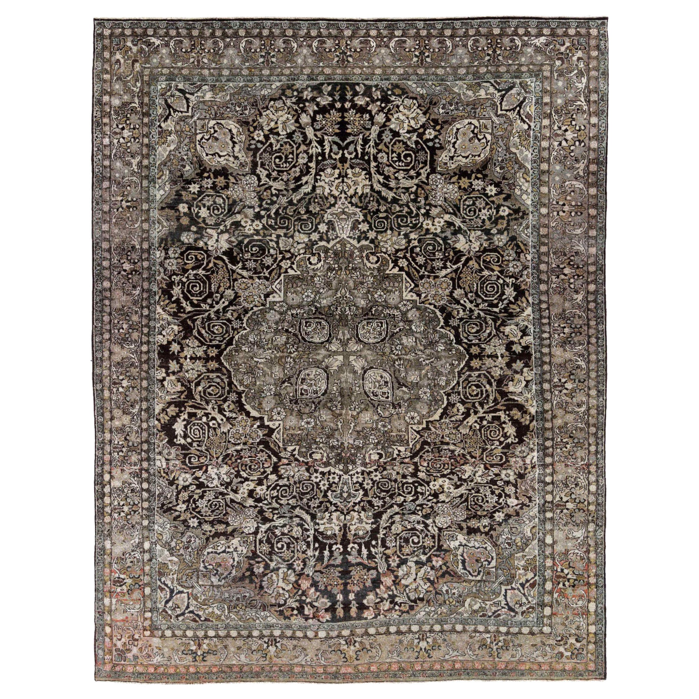 Persische Bijar Teppiche Circa 1910 - Wolle Braun Elfenbein Design - 91411
