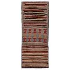 Persischer Kilim Small Rug CIRCA 1910 - Wolle Braun Grau Rot Gelb Design - 91424