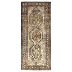 Persisch Aserbaidschan Kleiner Teppich CIRCA 1910 - Wolle Braun Grün Elfenbein Design - 91416