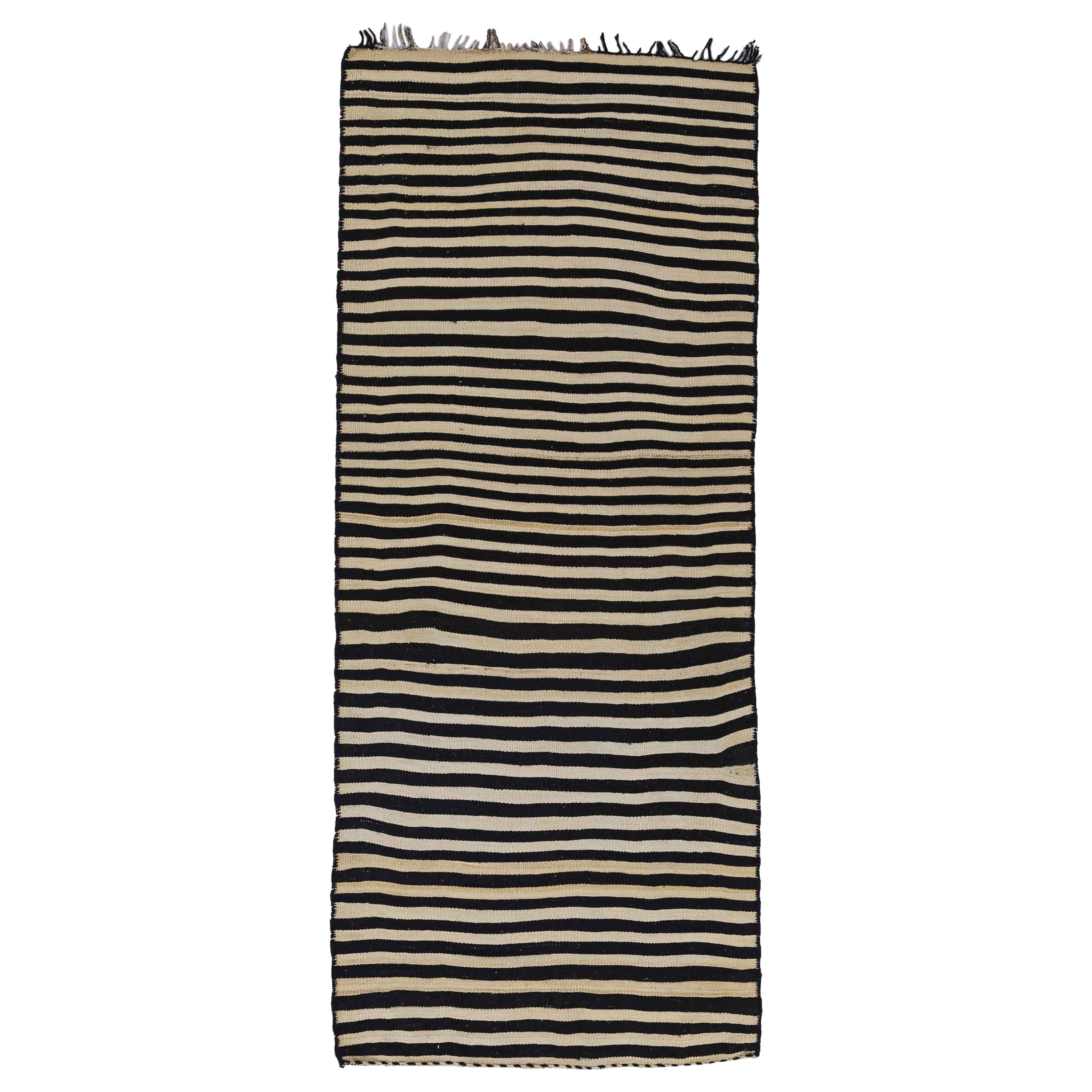 Alfombra Persa Kilim Pequeña Circa 1910 - Lana Marrón Diseño Marfil - 91444 en venta