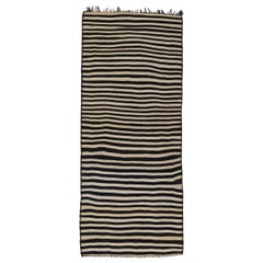 Persian Kilim Small Rug Circa 1910 - Wool Brown Ivory Design - 91444