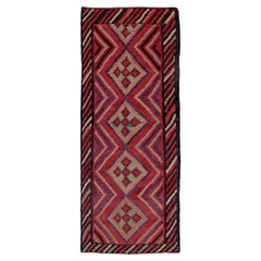 Persische Kelim-Teppiche um 1910 - Wolle Blau Elfenbein Rosa Design - 91454