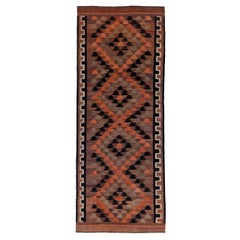Persische Kilim Area Rugs CIRCA 1910 - Wolle Schwarz Braun Orange Design - 91455
