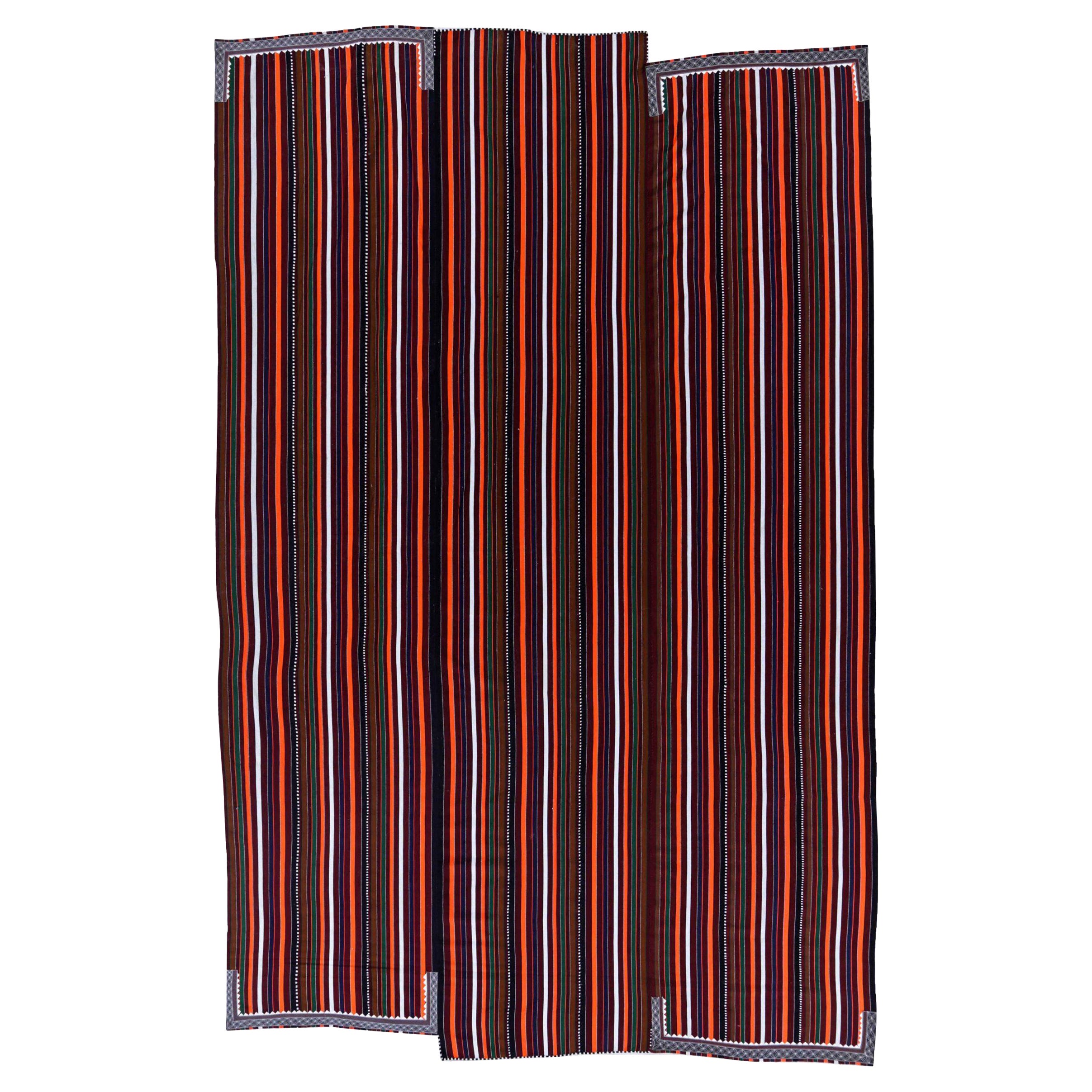 Alfombras Persas Kilim Circa 1910 - Lana Marfil Azul Marino Naranja Diseño - 91443 en venta