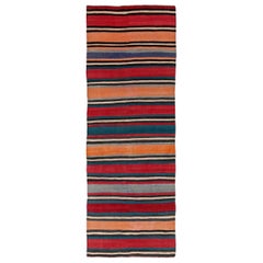 Alfombra Persa Kilim Circa 1910 - Lana Azul Naranja Rojo Diseño - 91470