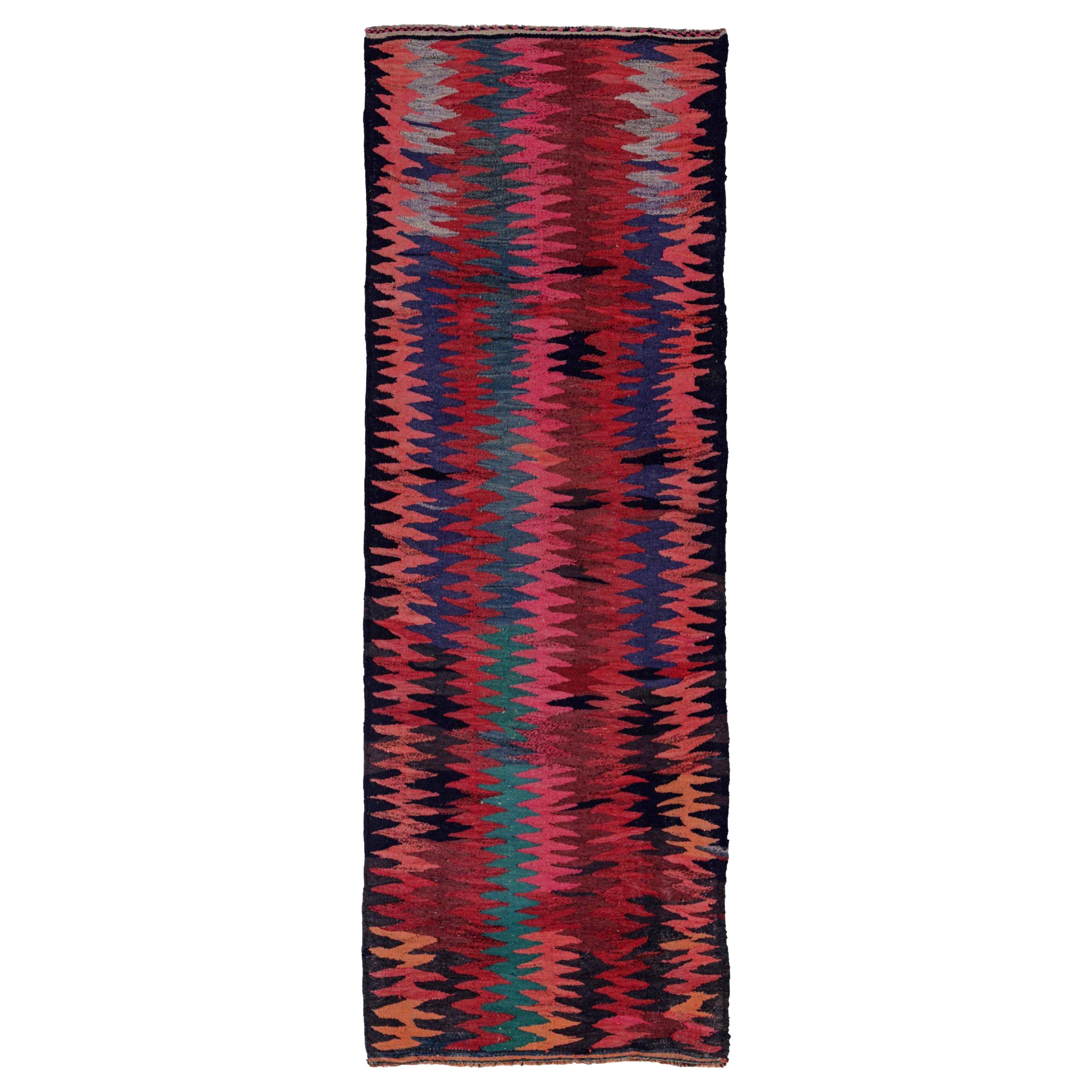 Alfombra Persa Kilim Circa 1910 - Lana Azul Verde Rosa Rojo Amarillo - 91462