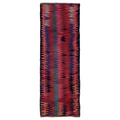 Alfombra Persa Kilim Circa 1910 - Lana Azul Verde Rosa Rojo Amarillo - 91462