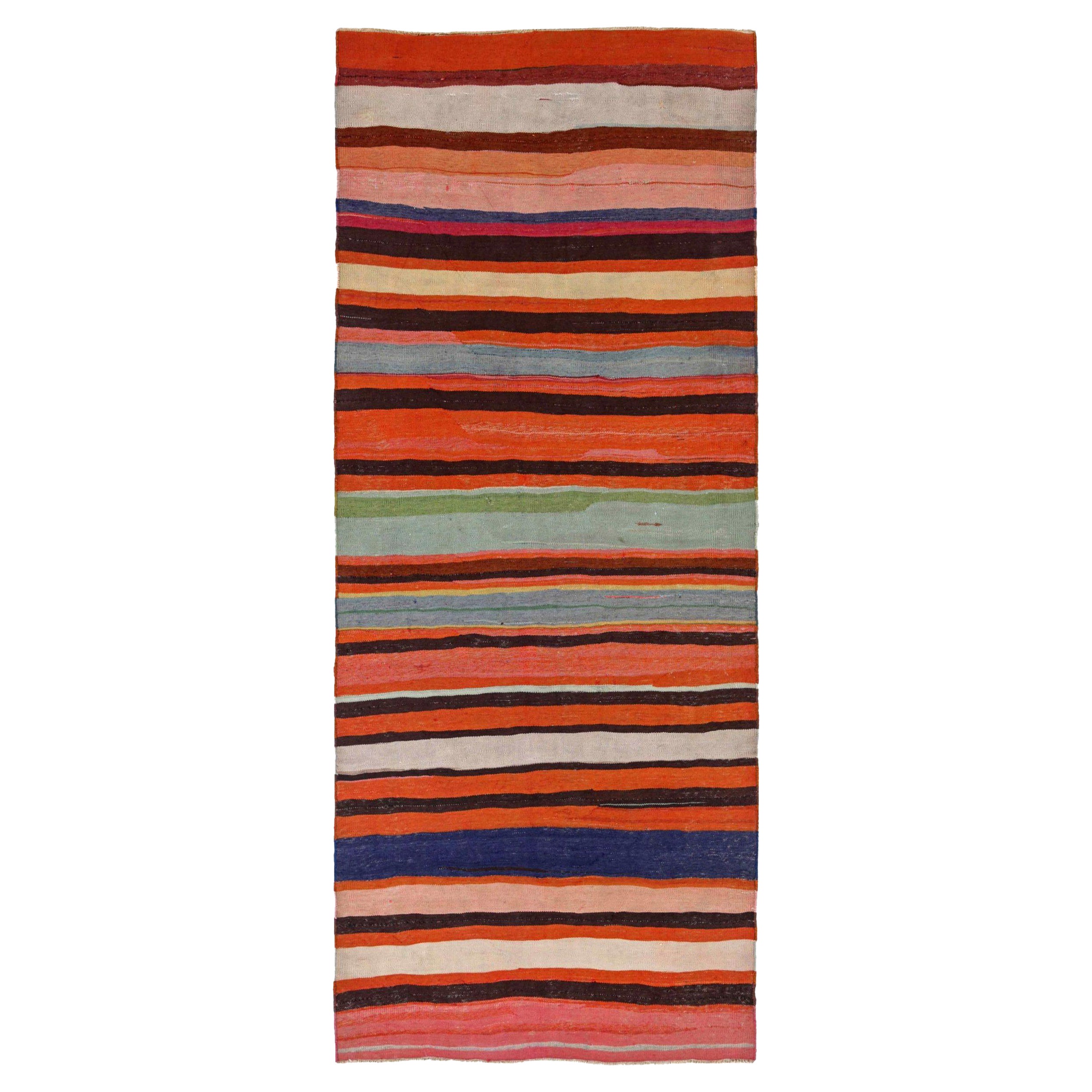 Rug & Kilim persiano del 1910 - Lana Blu Avorio Arancione Rosa - 91473
