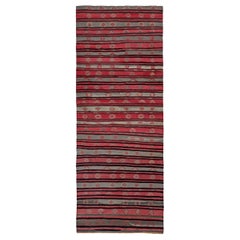 Persische Kelim-Teppiche um 1910 - Wolle Schwarz Grau Rosa Design - 91465