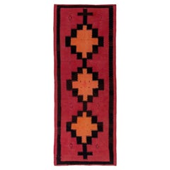 Persische Kelim-Teppiche um 1910 - Wolle Schwarz Orange Rosa Design - 91490