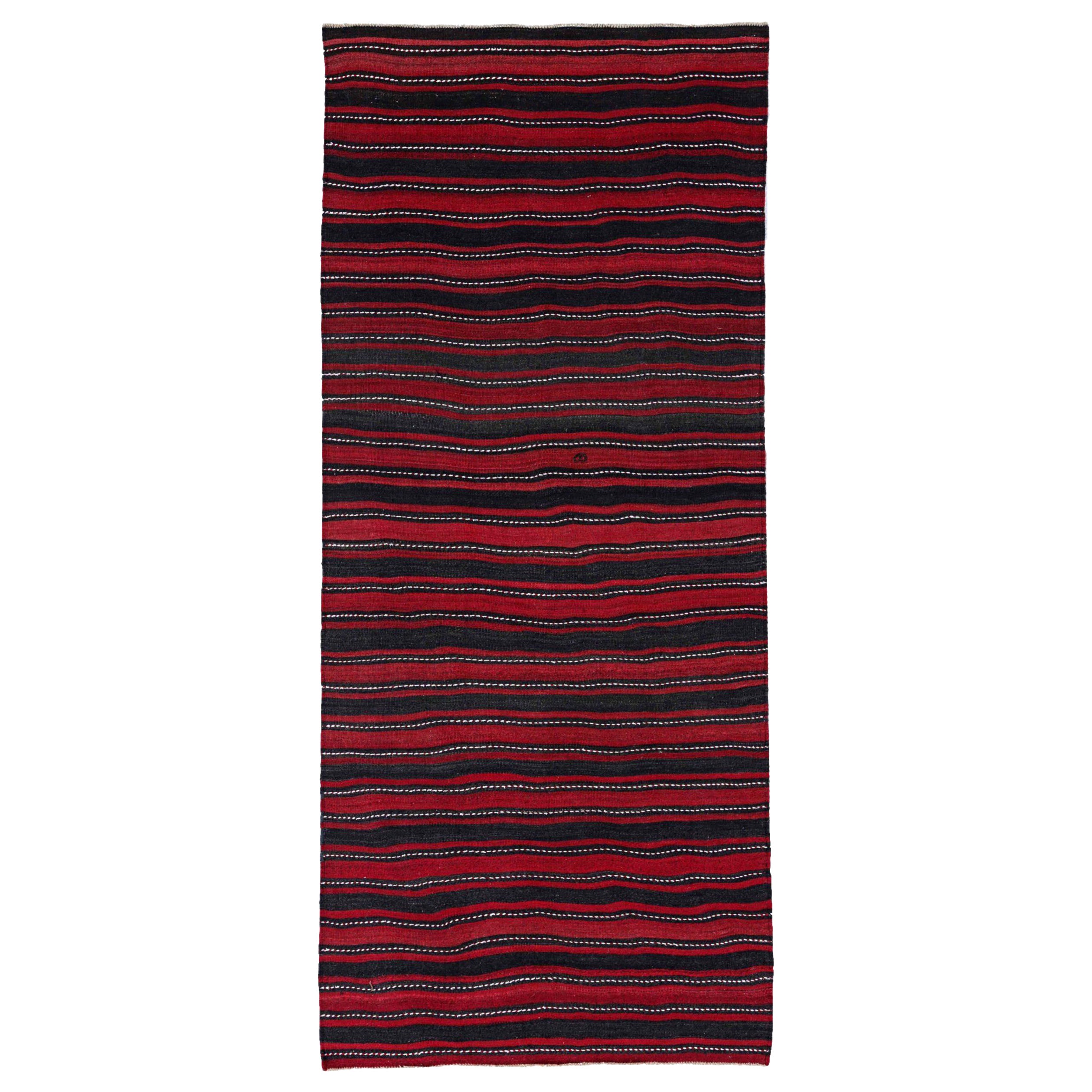 Persische Kelim-Teppiche um 1910 - Wolle Schwarz Rot Design - 91491