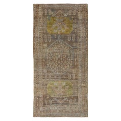 Persischer Bijar Kleiner Teppich - Wolle Braun Grün Elfenbein Design - 91524