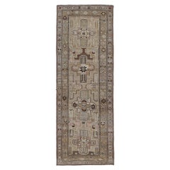 Persischer Aserbaidschan-Läufer aus Wolle – elfenbeinfarbenes Design – 91528