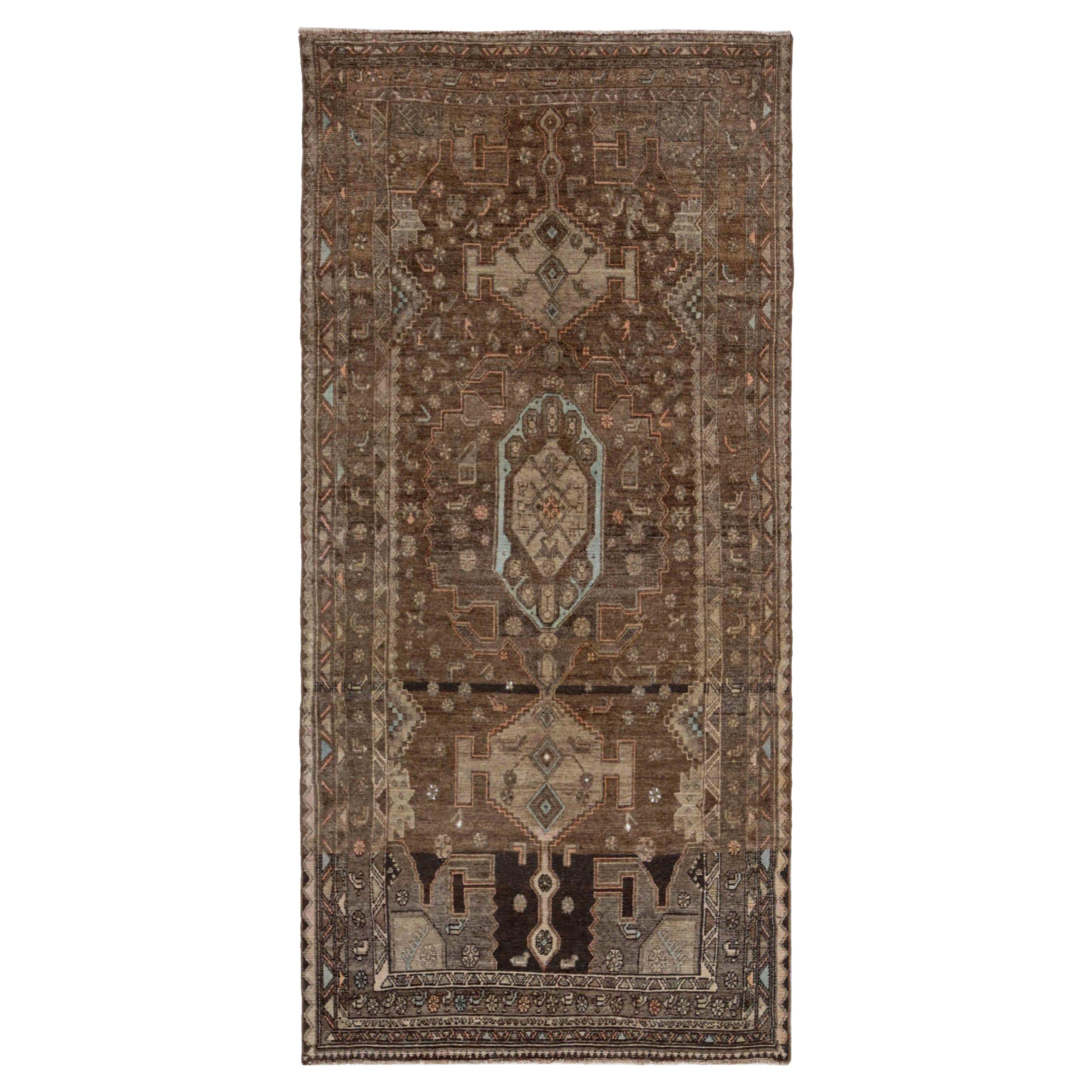 Persischer Bijar Small Teppich - Wolle Braun Elfenbein Design - 91529