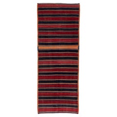 Persische Kilim Läufer Teppich Circa 1910 - Wolle Marineblau Orange Rot Gelb - 91520