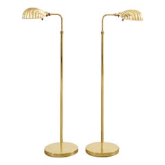 Pair of Boyd Pharmacy Style Brass Venetian Shell Floor Lamps
