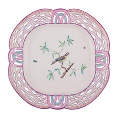 Antique Emile Gallé, Nancy, France. Large pierced faience dish. Approx. 1880