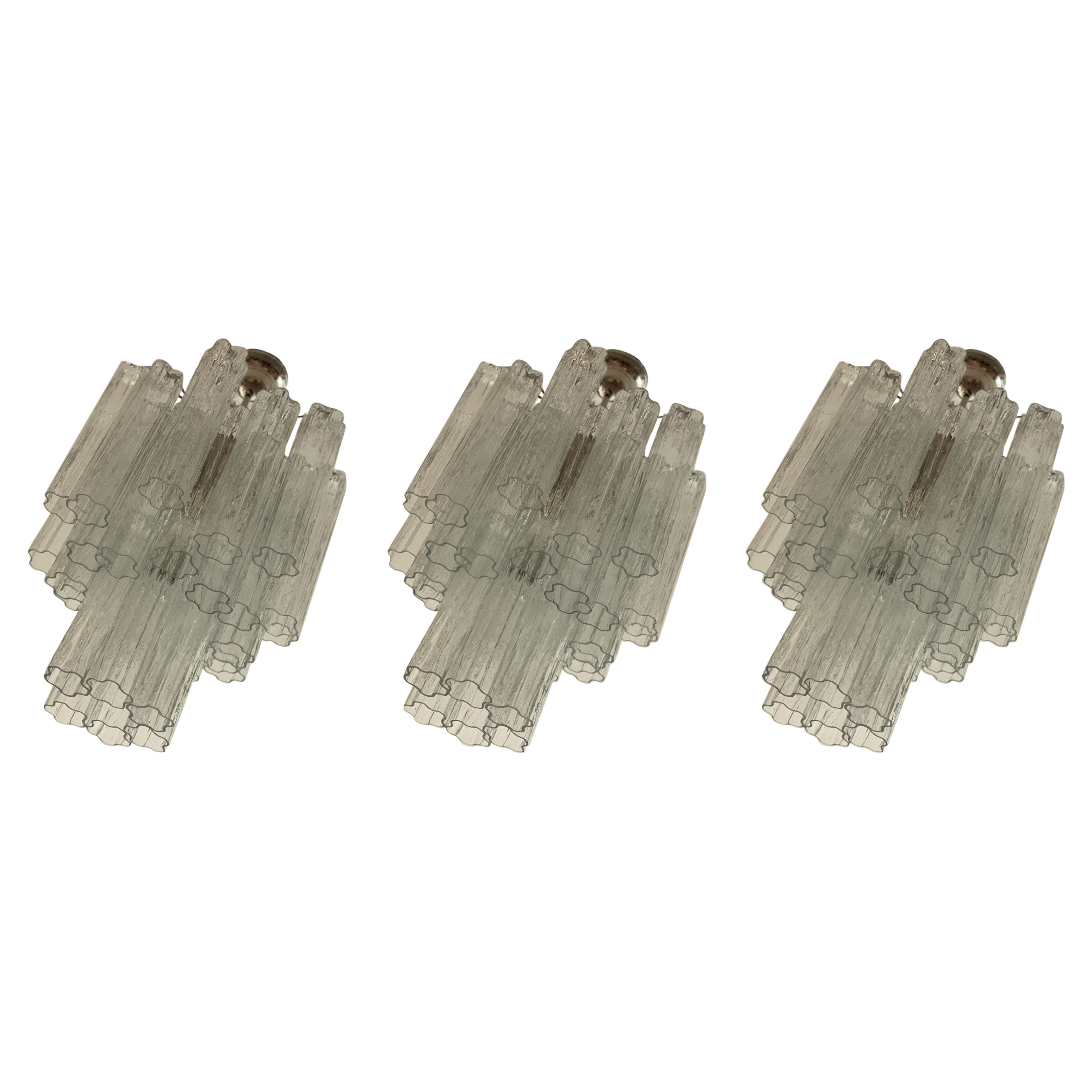 Set di 3 lampadari classici di Murano Tronchi nello stile di Venini. dimensioni S.I.M.