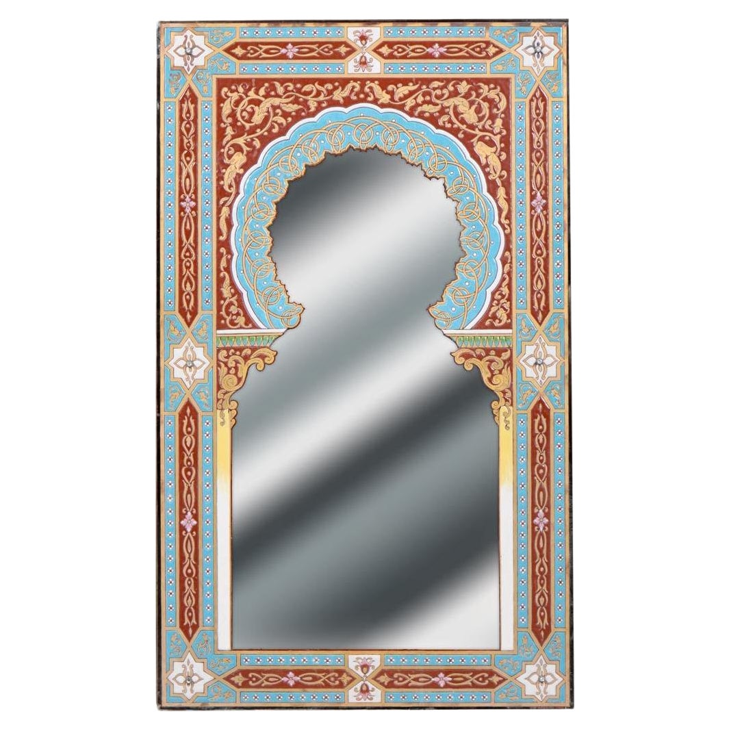 Jacques Philippe Imberton, Oriental-Style Enameled Mirror For Sale