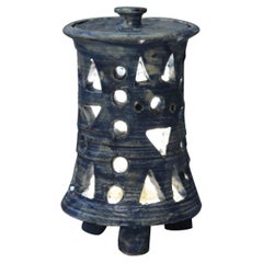 Openwork vintage ceramic lamp, France 1950s