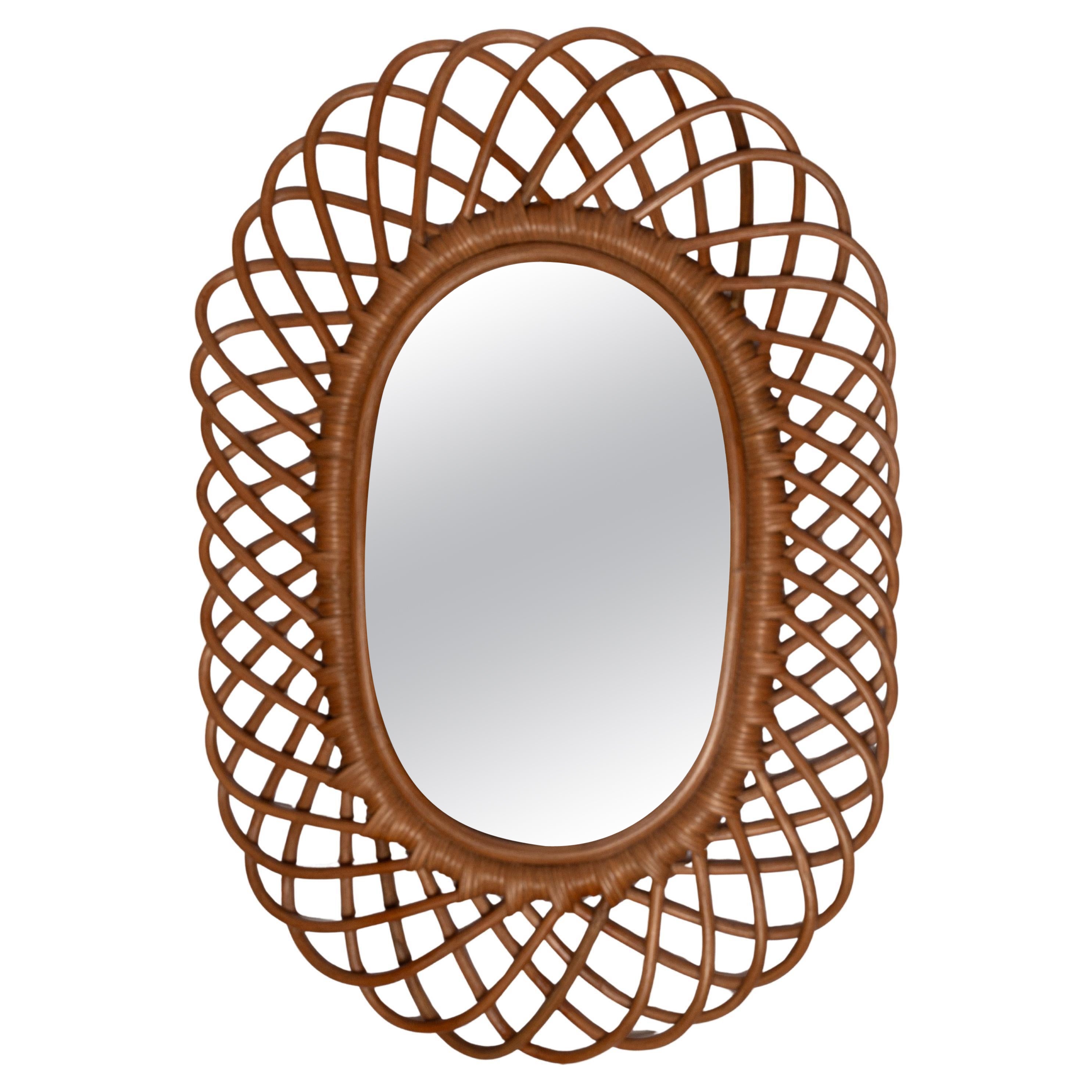 Oval Mirror, Rattan