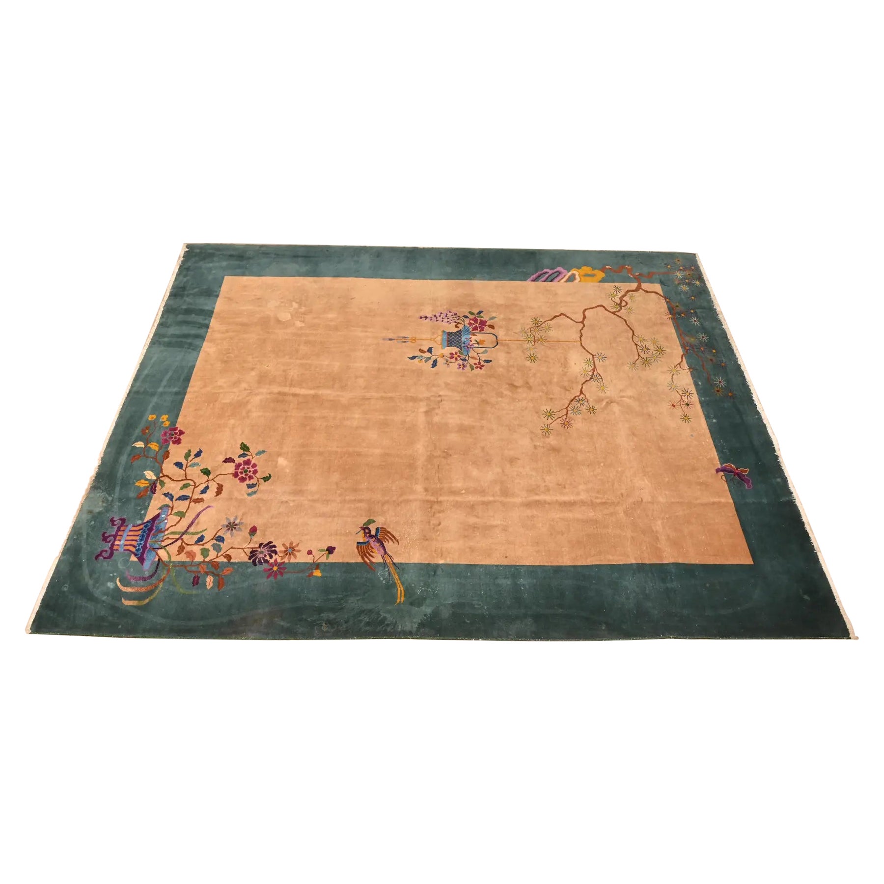 Antique Chinese Nichols Art Deco Hand-Knotted Room Size Wool Rug, Circa 1920s