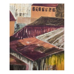 Anna Lindblad, Swedish artist. Oil on canvas. Cityscape in an abstract style.
