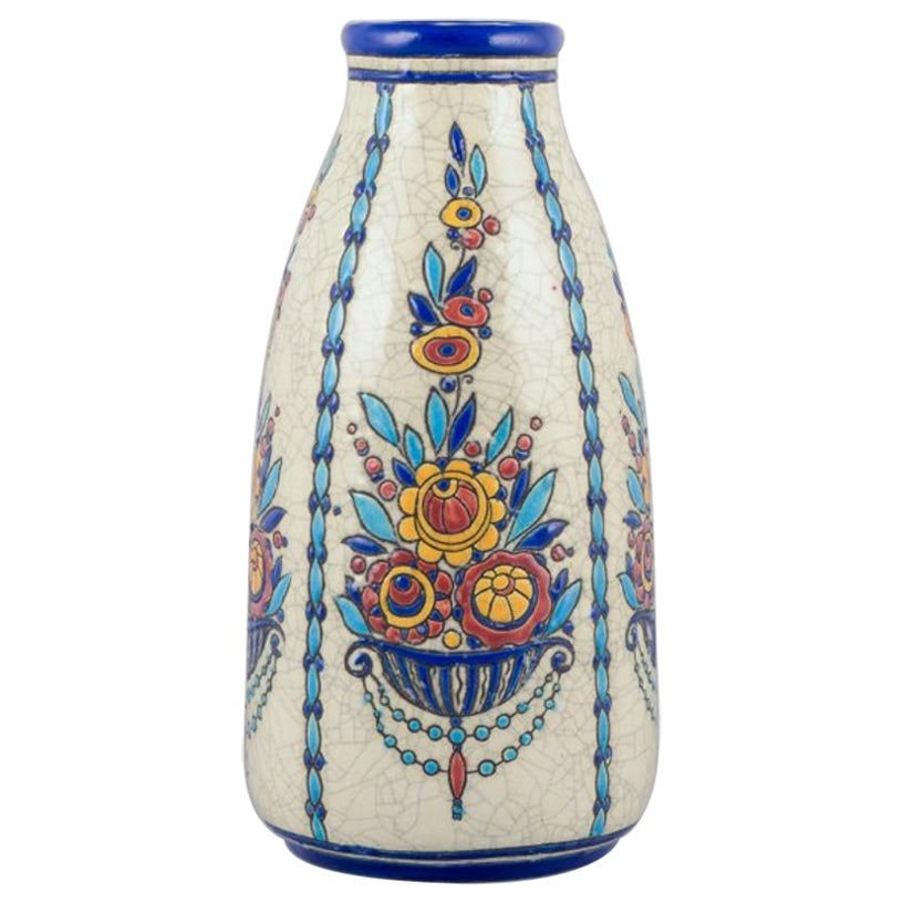 Charles Catteau for Boch Freres Keramis. Large Art Deco ceramic vase. 1920s/30s