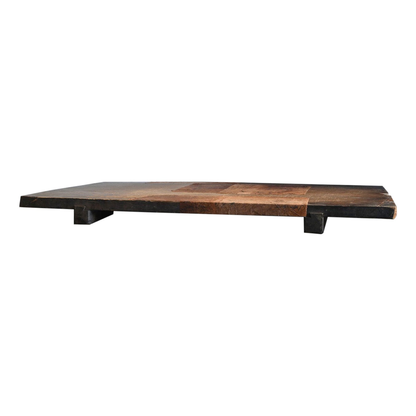 Tavolino basso giapponese in legno antico ricoperto di carta washi / Banco da lavoro wabi-sabi in vendita