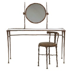 Giacometti Inspired Solid Bronze Dressing Table Made in America Chair Optional