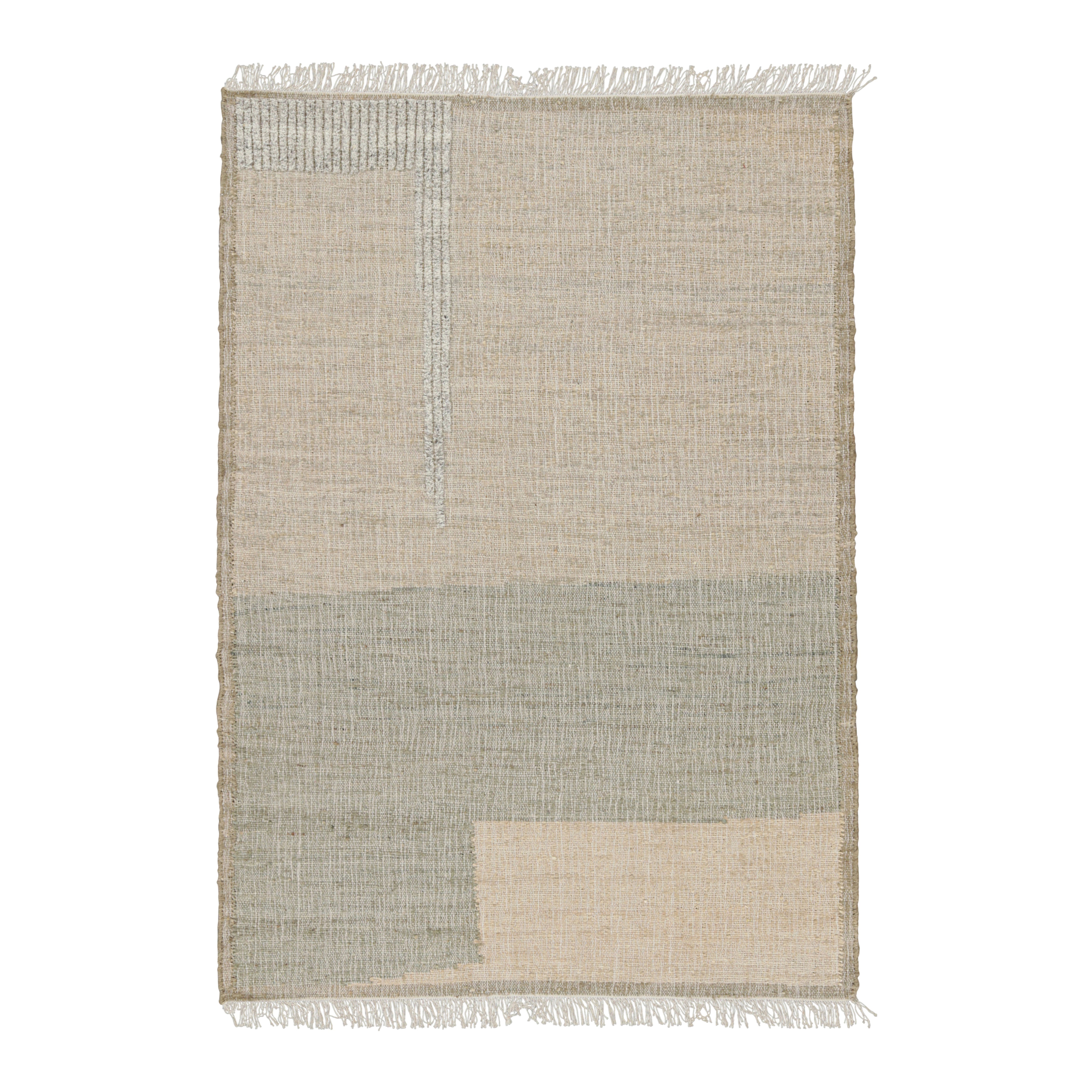 Abstraktes Flachgewebe von Rug & Kilim in Beige mit geometrischen Mustern