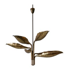 Angelo Lelii Perforated Brass Leaf Chandelier for Arredoluce Italy 1950s