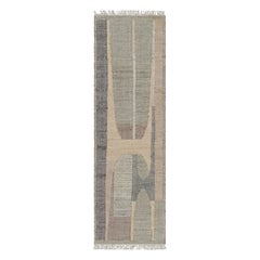 Tapis de course en tissage plat à motifs géométriques beige et gris de Rug & Kilim