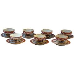 Set of Eight Samson France Porcelain Cups and Saucers, Chinese Export Style