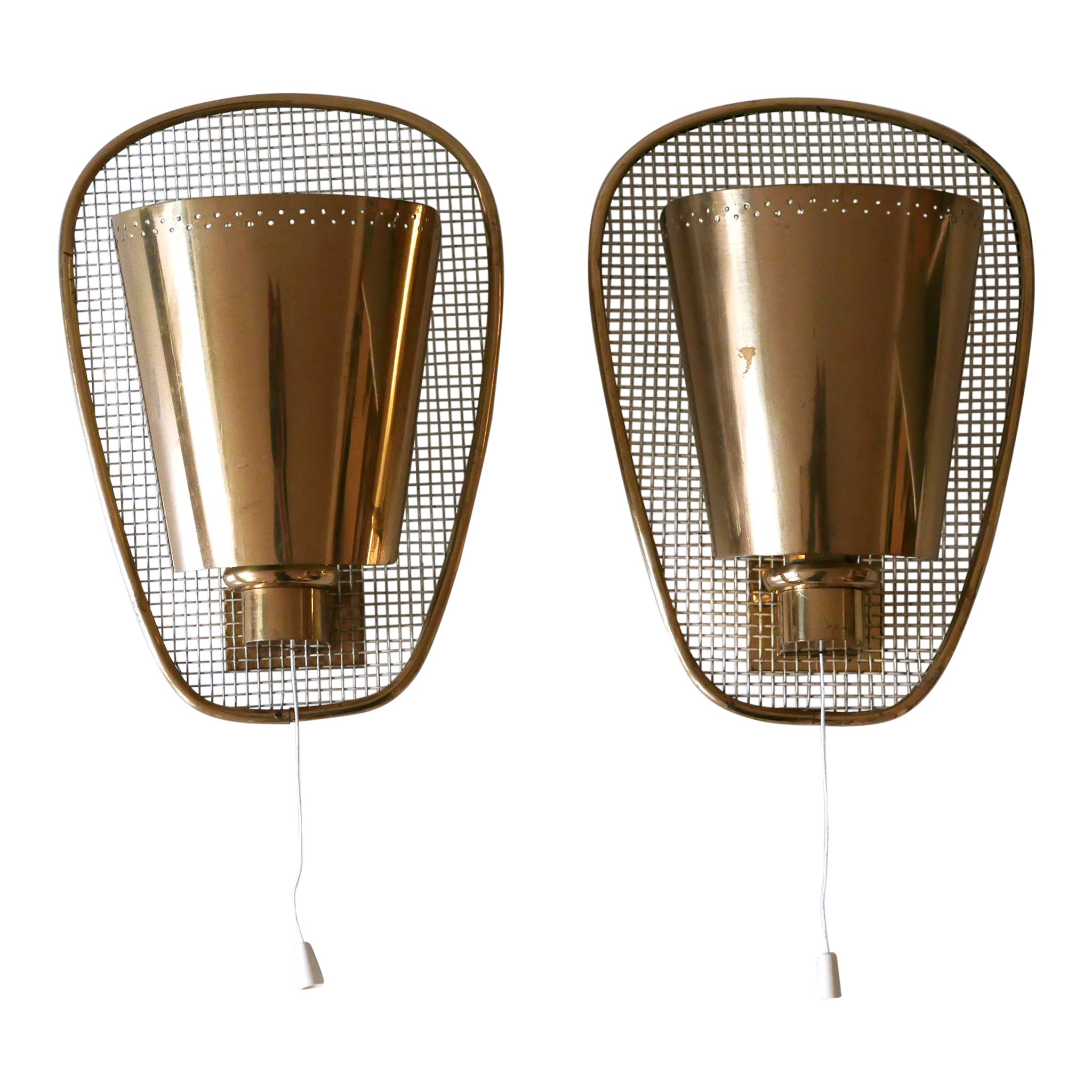 Set von zwei seltenen und sehr dekorativen Mid-Century-Modern-Wandleuchtern, Deutschland 1950er Jahre