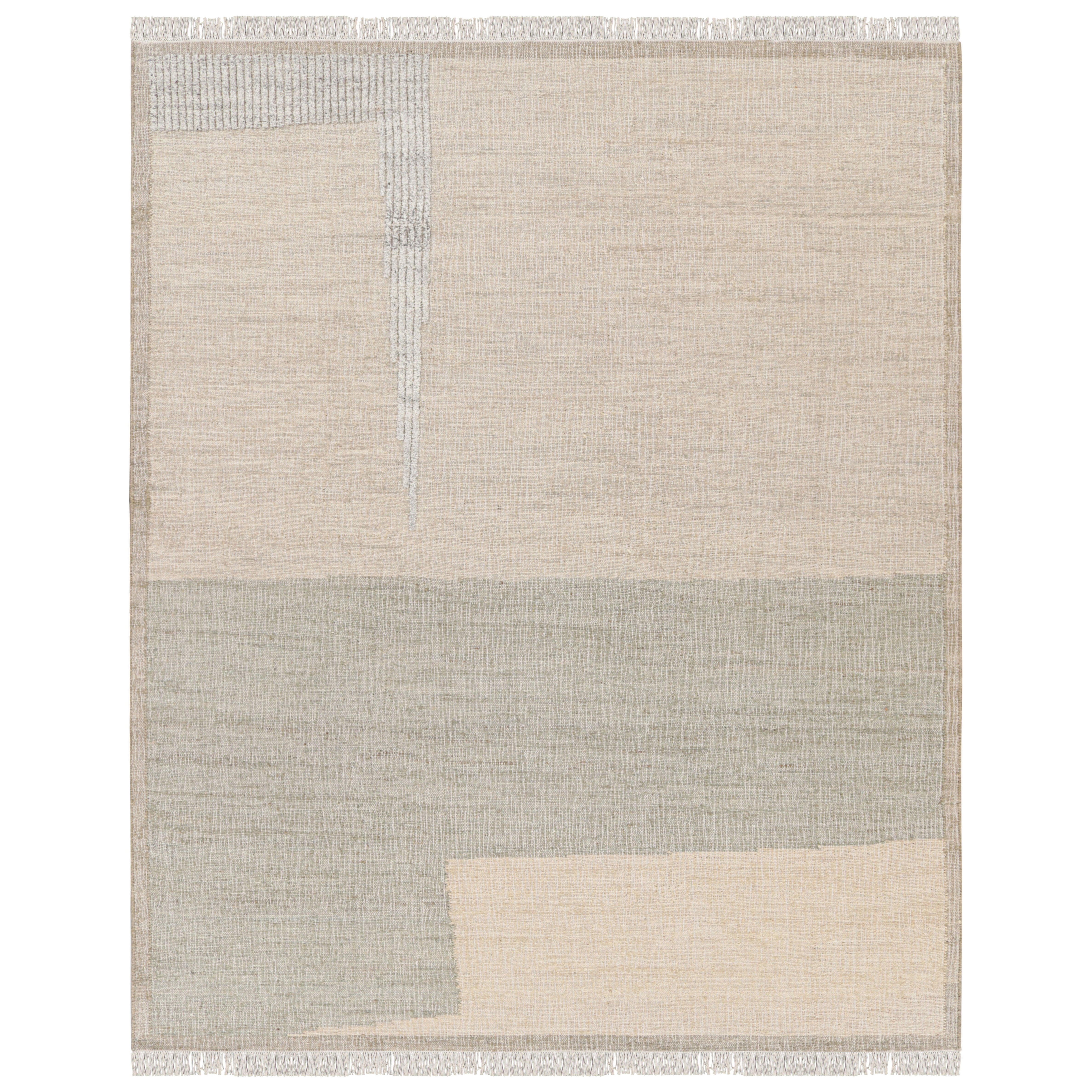 Abstraktes Flachgewebe von Rug & Kilim in Beige mit geometrischen Mustern