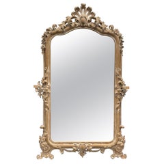 Antique 19th Century Original pine wood Rococo mirror
