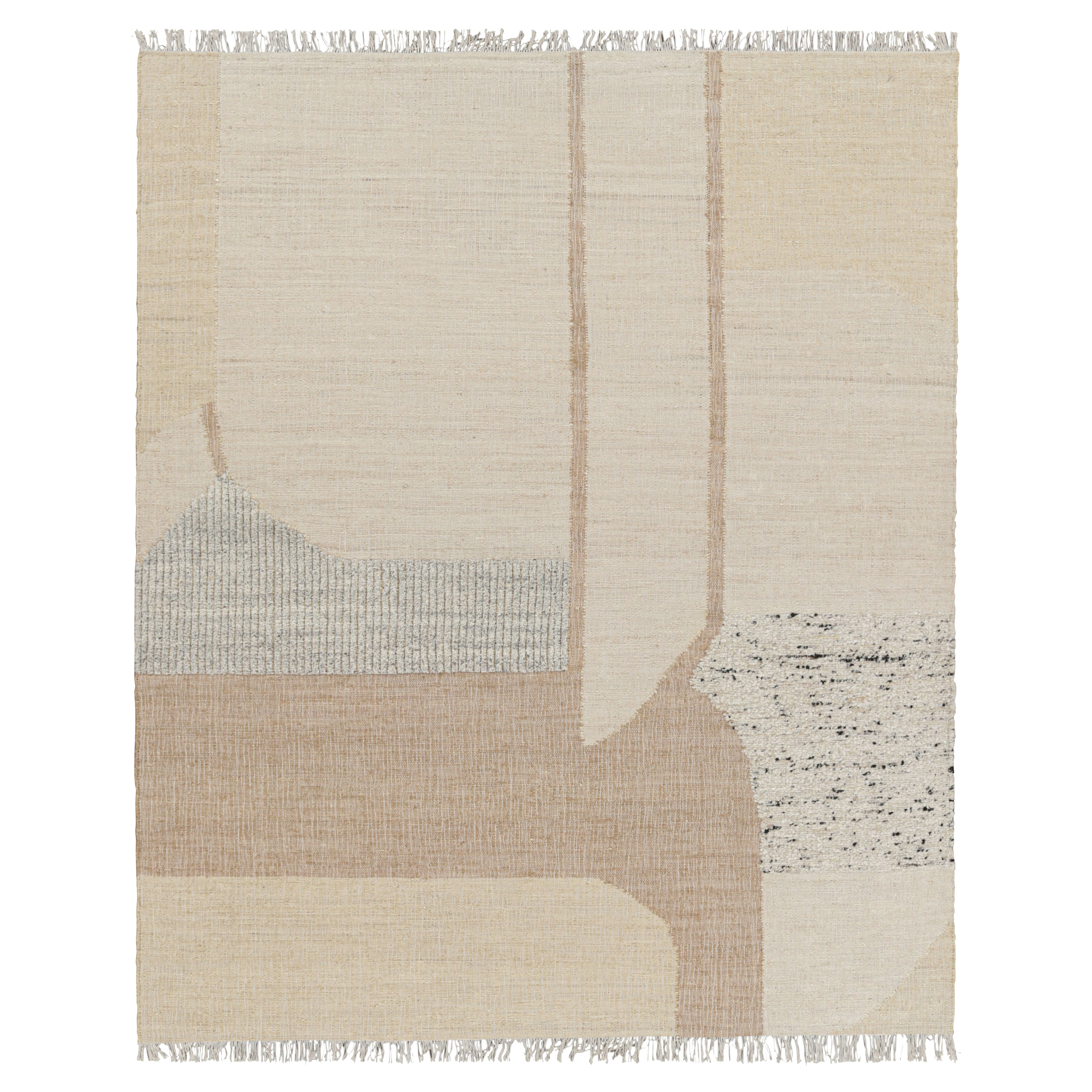 Rug & Kilim’s Abstract Flatweave with Cream and Beige Geometric Patterns