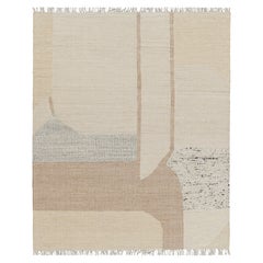 Tejido plano abstracto de Rug & Kilim con motivos geométricos en crema y beige