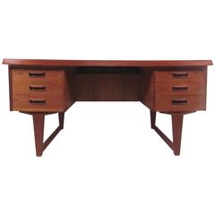 Unique Mid-Century Modern Danish Teak Sled Leg Desk 10