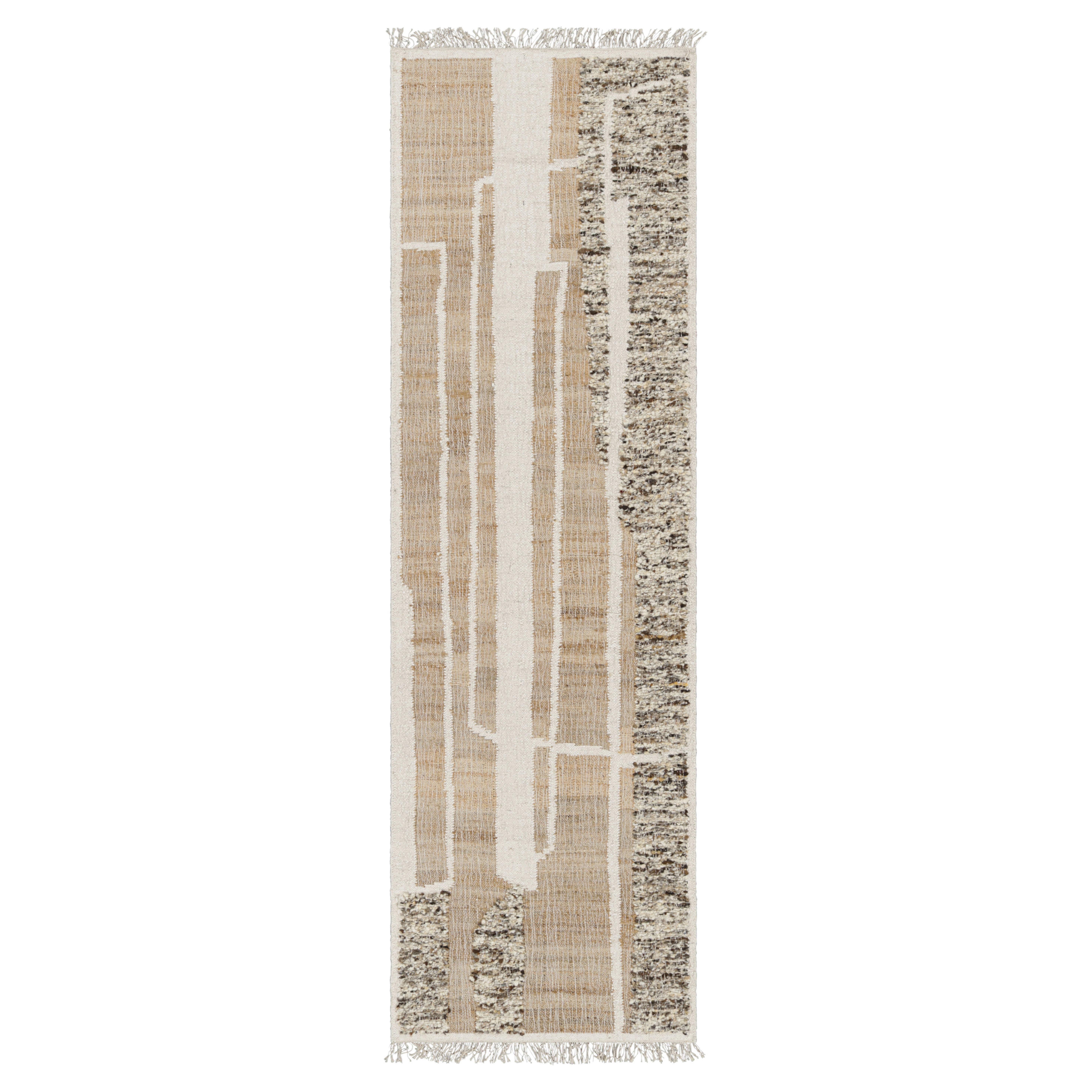 Rug & Kilim’s Flatweave Runner with Cream and Beige Geometric Patterns