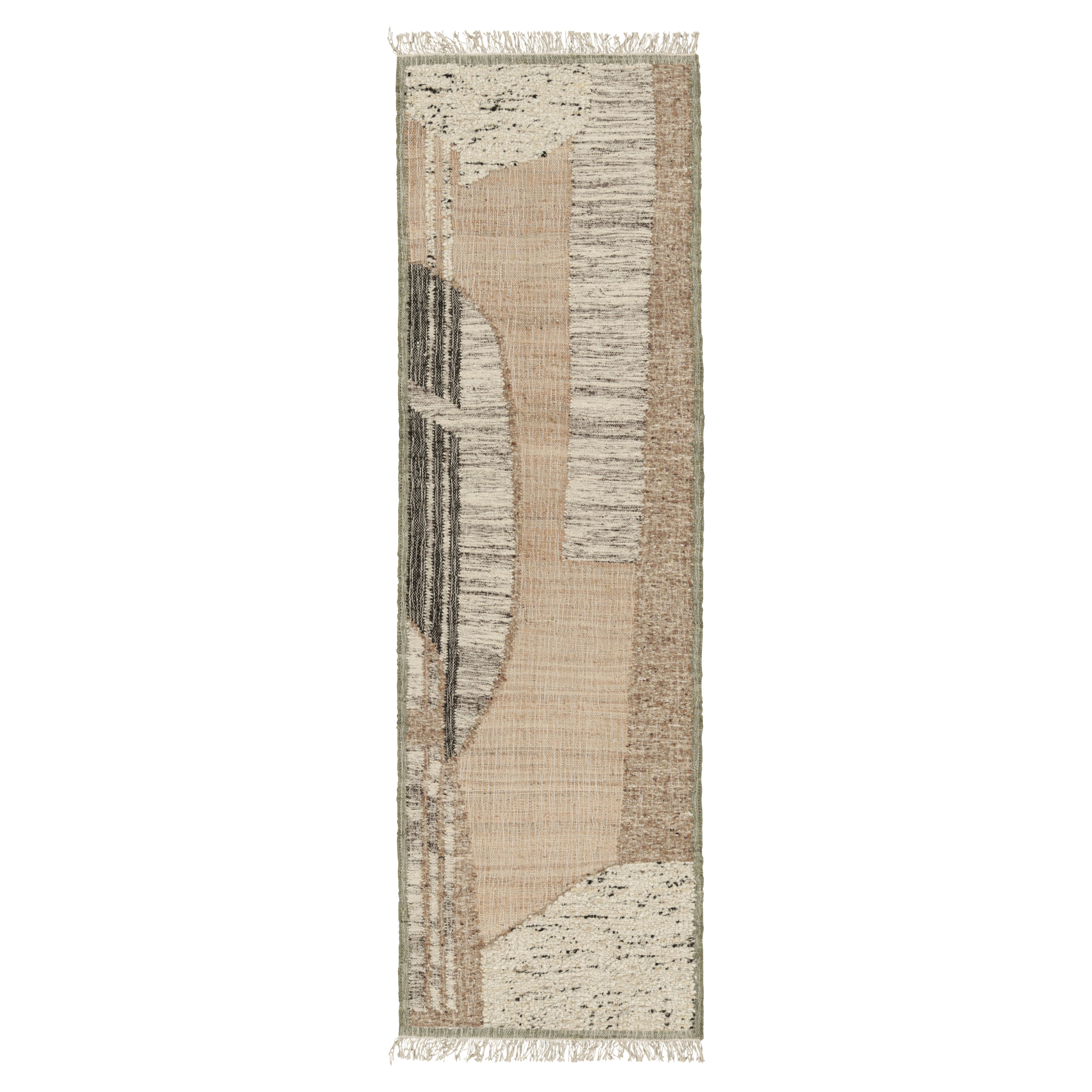 Rug & Kilim’s Flatweave Runner with Beige, Cream, and Black Geometric Patterns