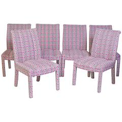 Six Karl Springer Style Fully Upholstered Chairs